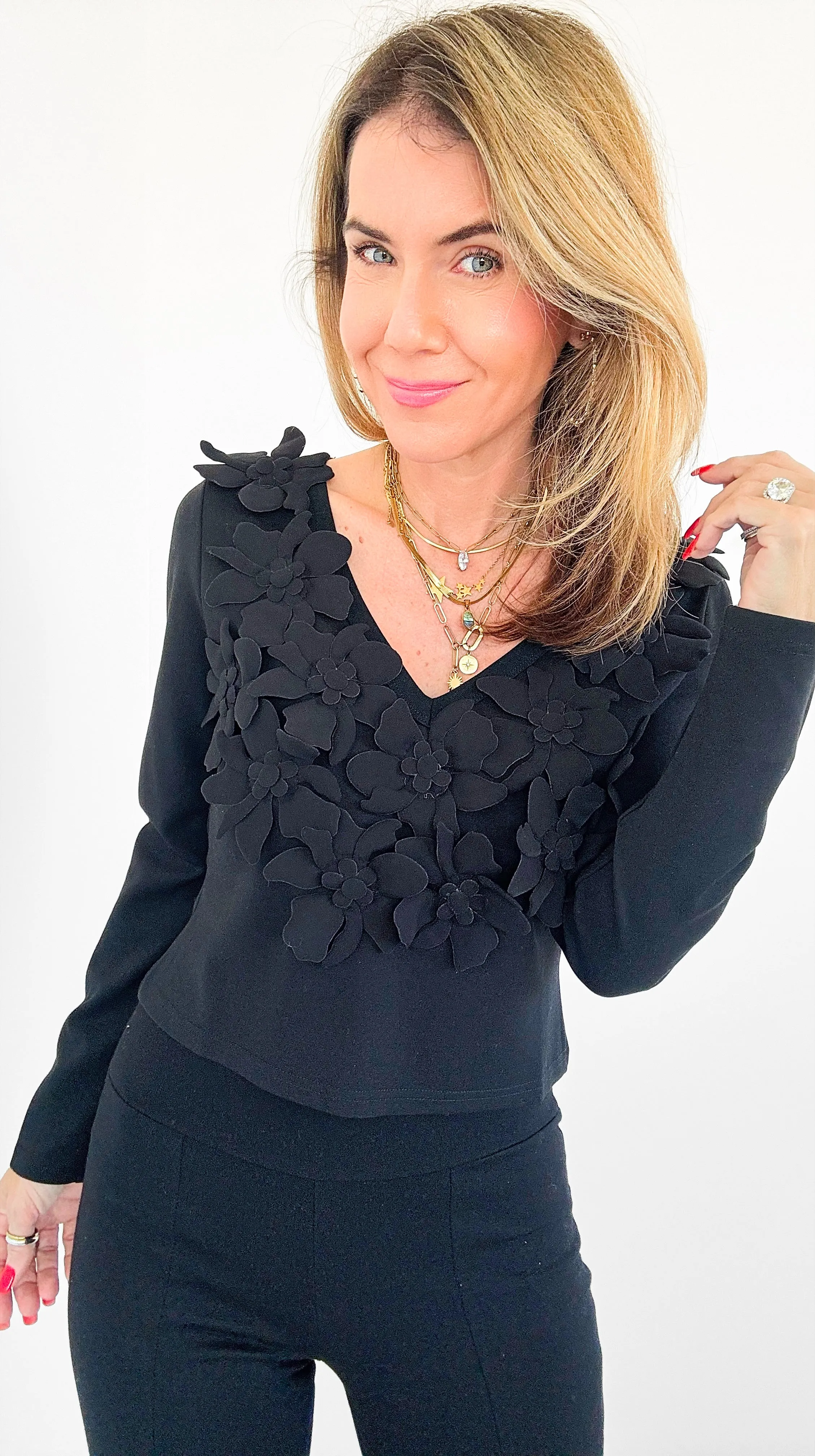 Floral Drama Cropped Blouse Top