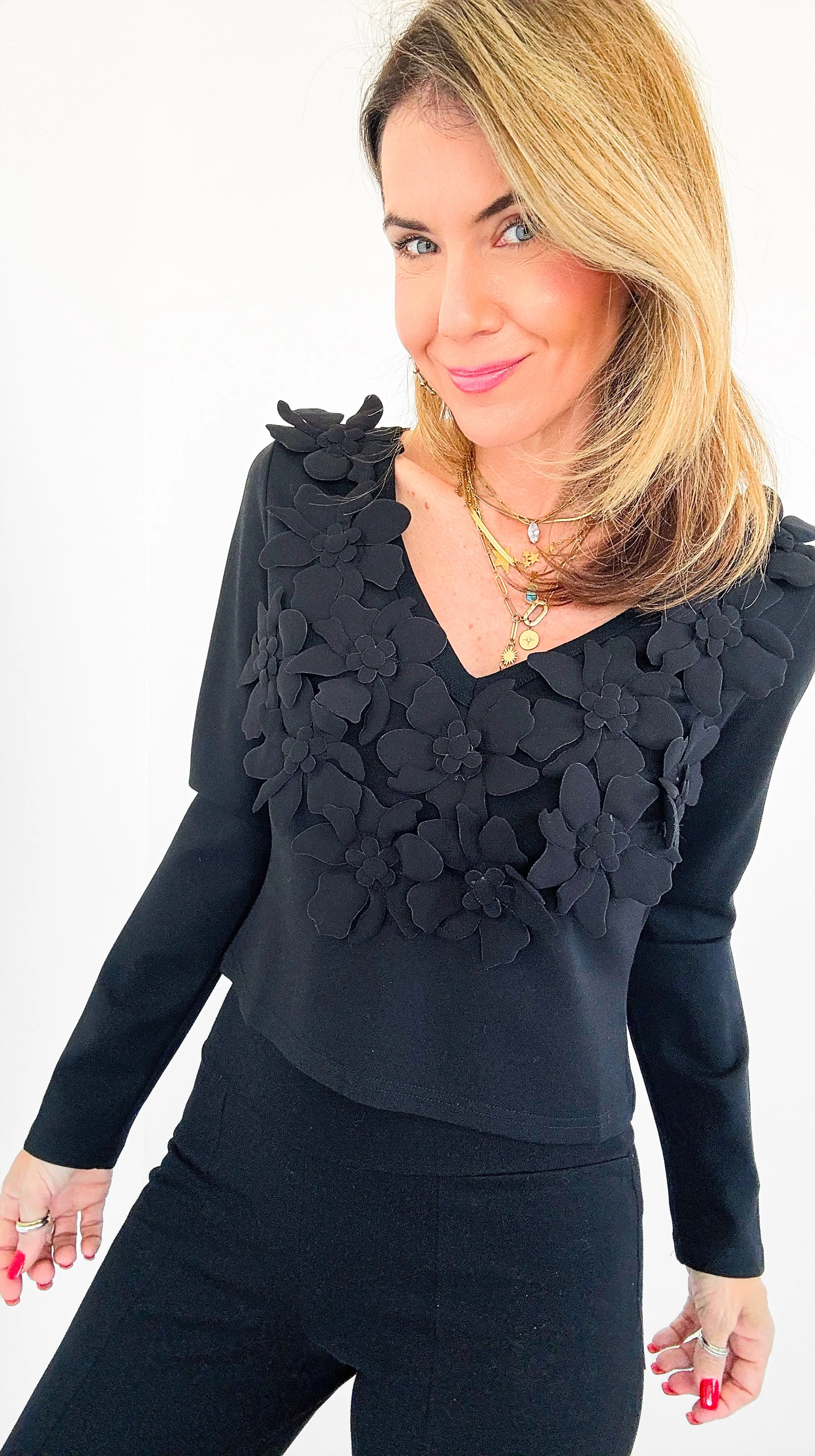 Floral Drama Cropped Blouse Top
