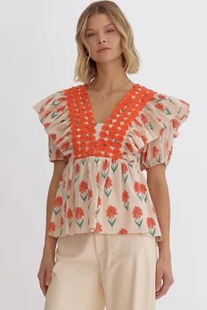 Floral Print Short Sleeve Top