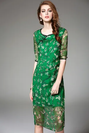 Floral Print Silk Dress