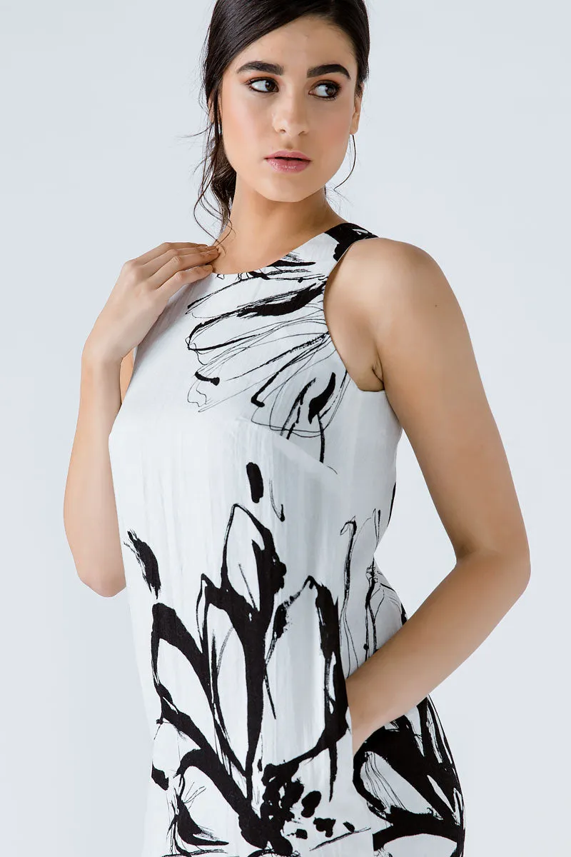 Floral Print Sleeveless Sack Dress