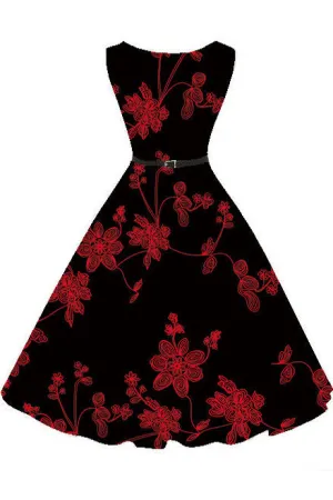 Floral Print Sleeveless Vintage Dress
