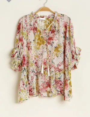 Floral ruffle blouse