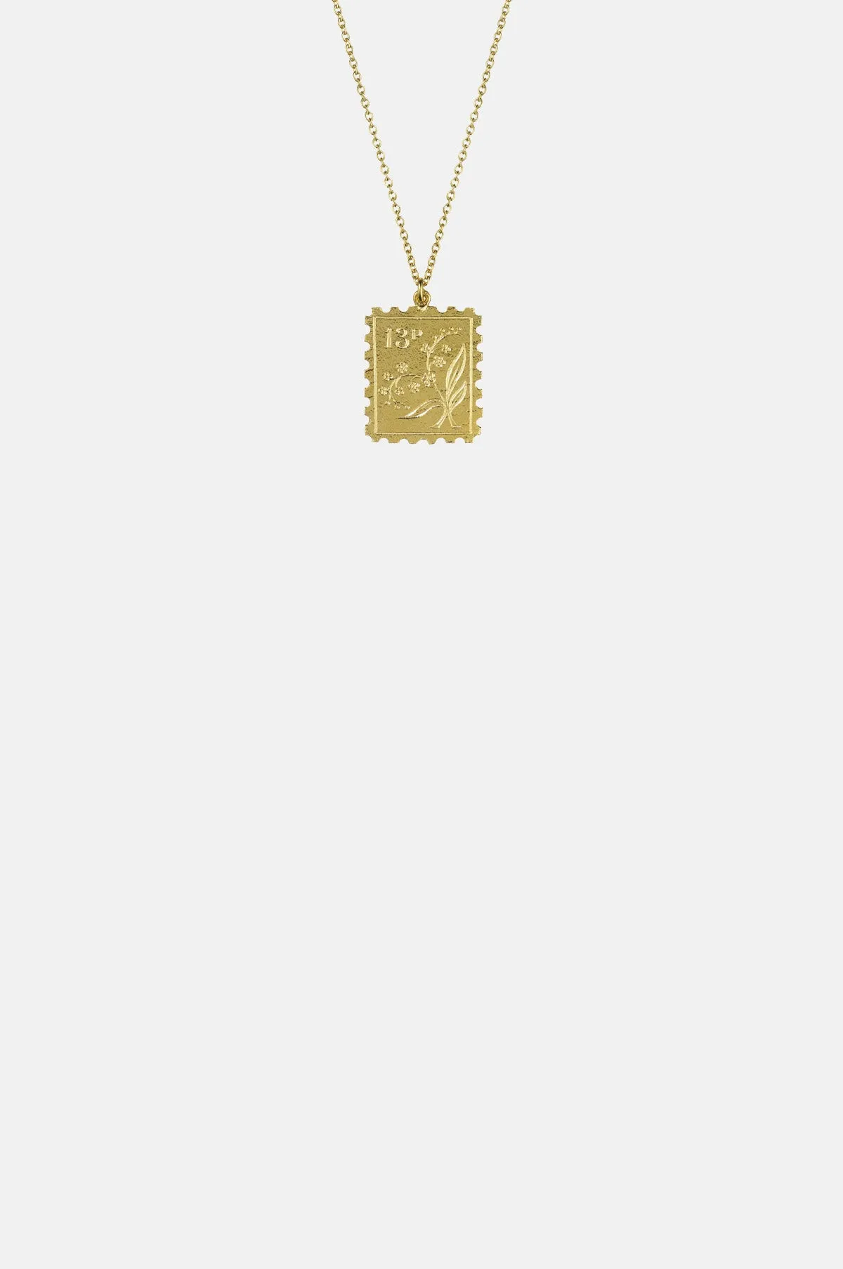 Floral Stamp Necklace Gold