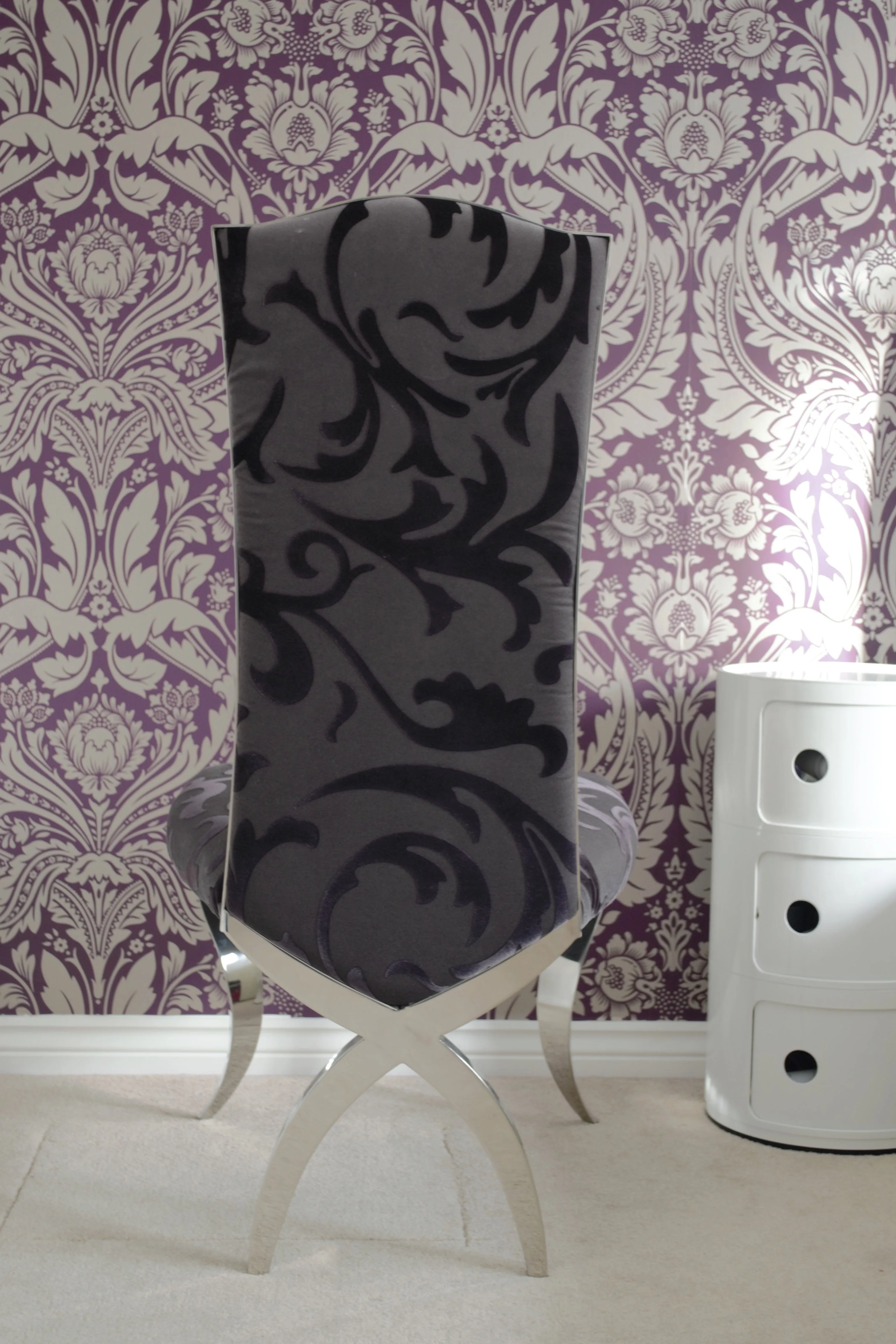 Floral Velvet Luxury Glamour Chrome Art Deco Shabby Chic Reception Wedding Dressing Dining Chair