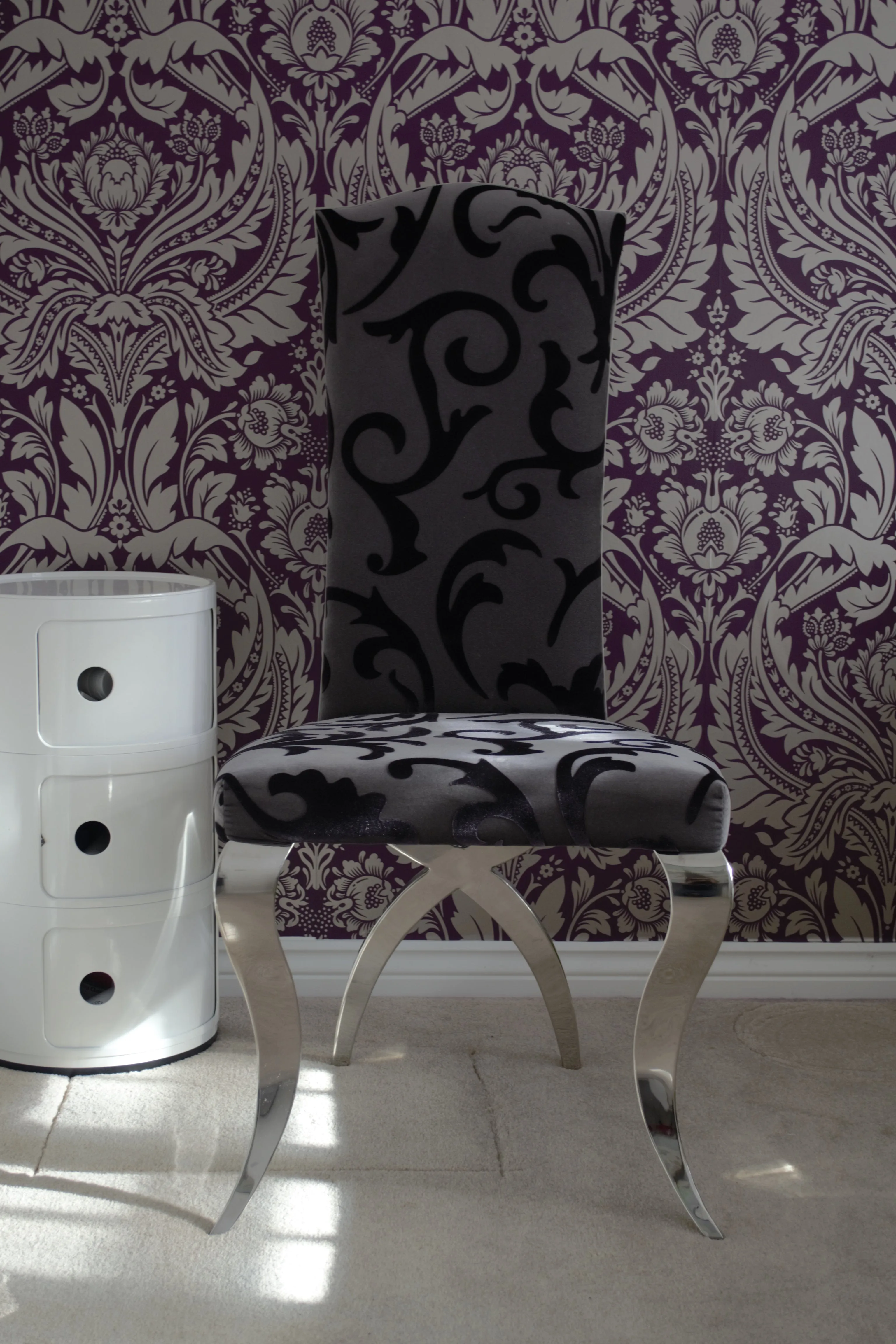 Floral Velvet Luxury Glamour Chrome Art Deco Shabby Chic Reception Wedding Dressing Dining Chair