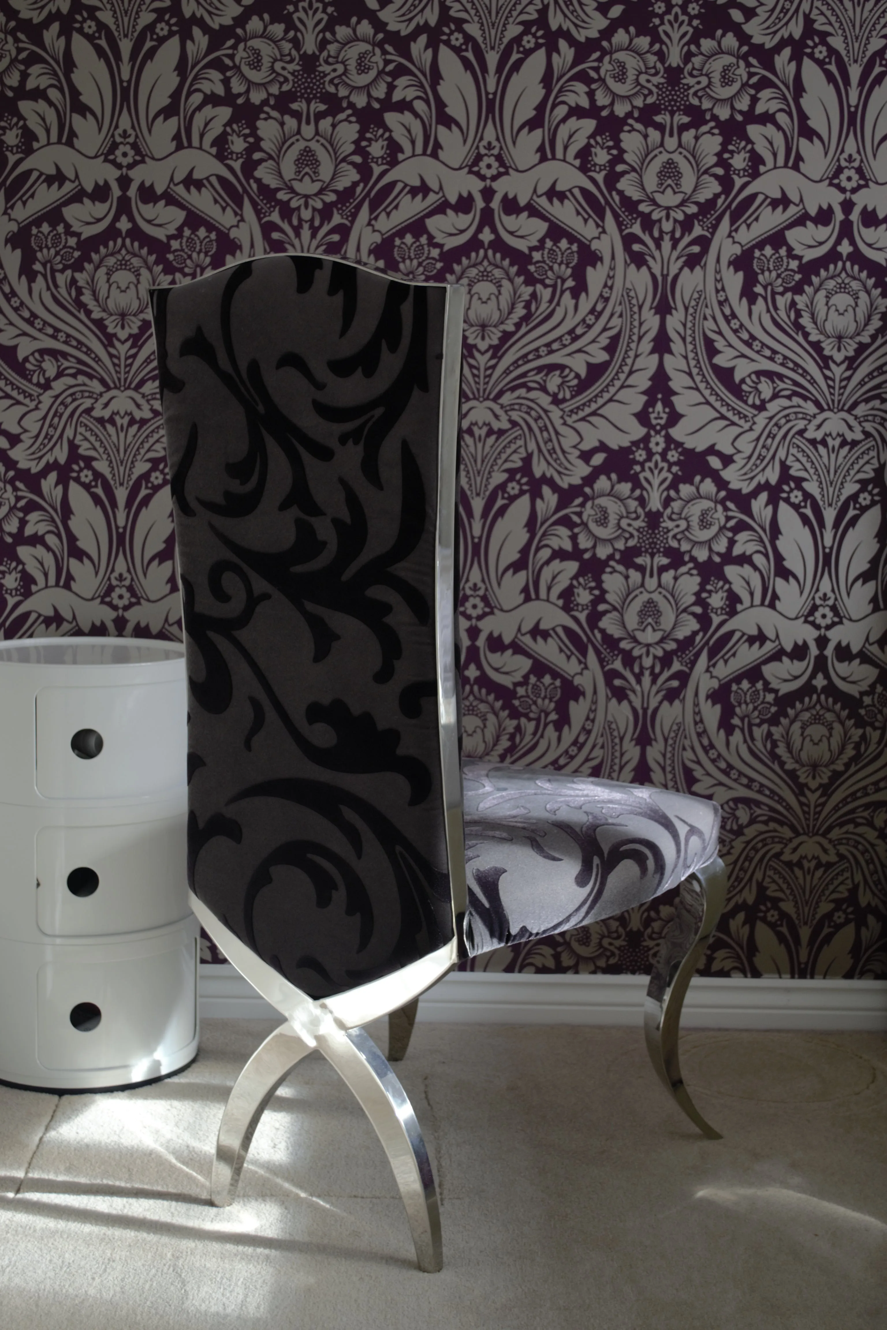 Floral Velvet Luxury Glamour Chrome Art Deco Shabby Chic Reception Wedding Dressing Dining Chair