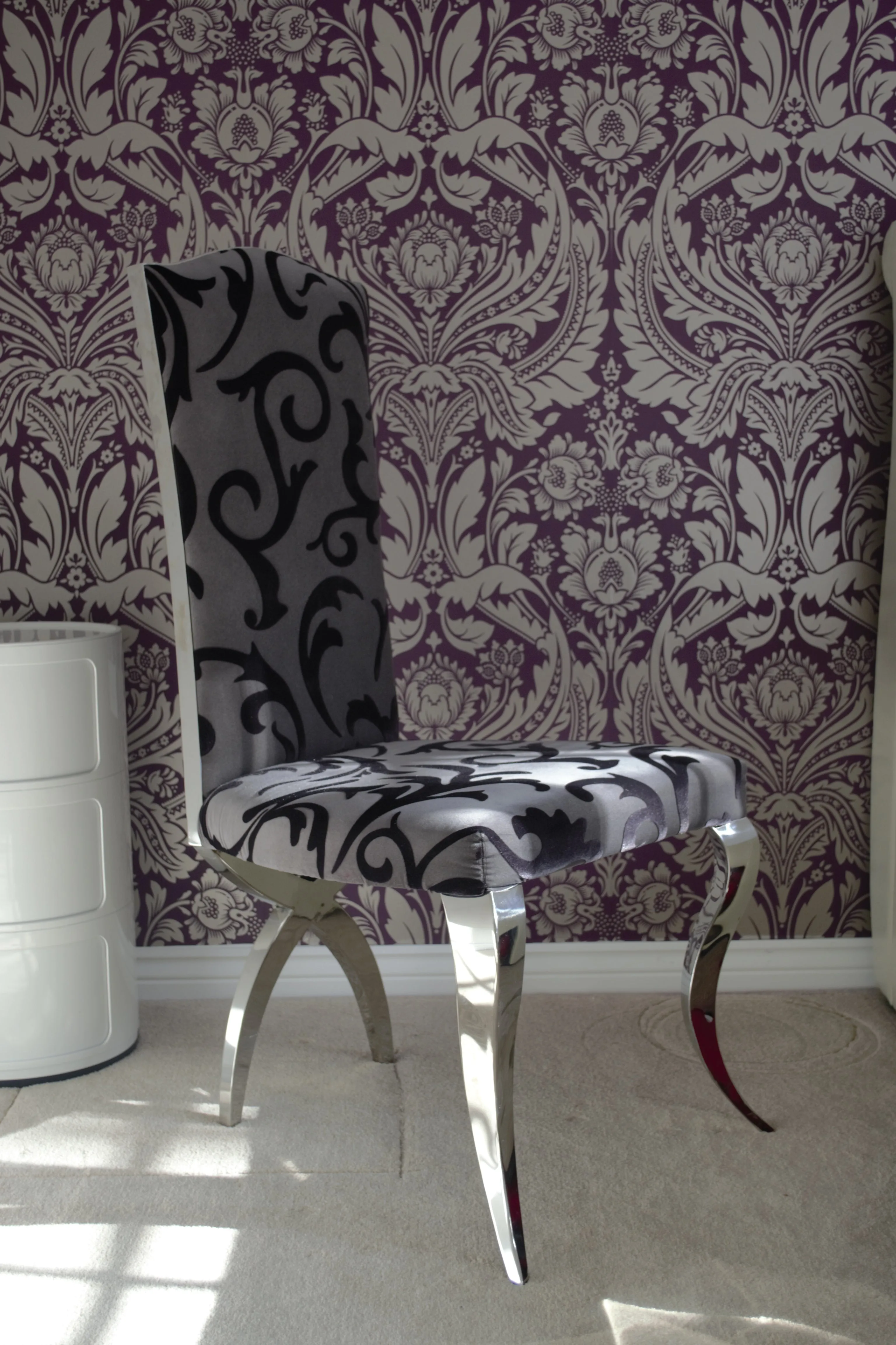 Floral Velvet Luxury Glamour Chrome Art Deco Shabby Chic Reception Wedding Dressing Dining Chair