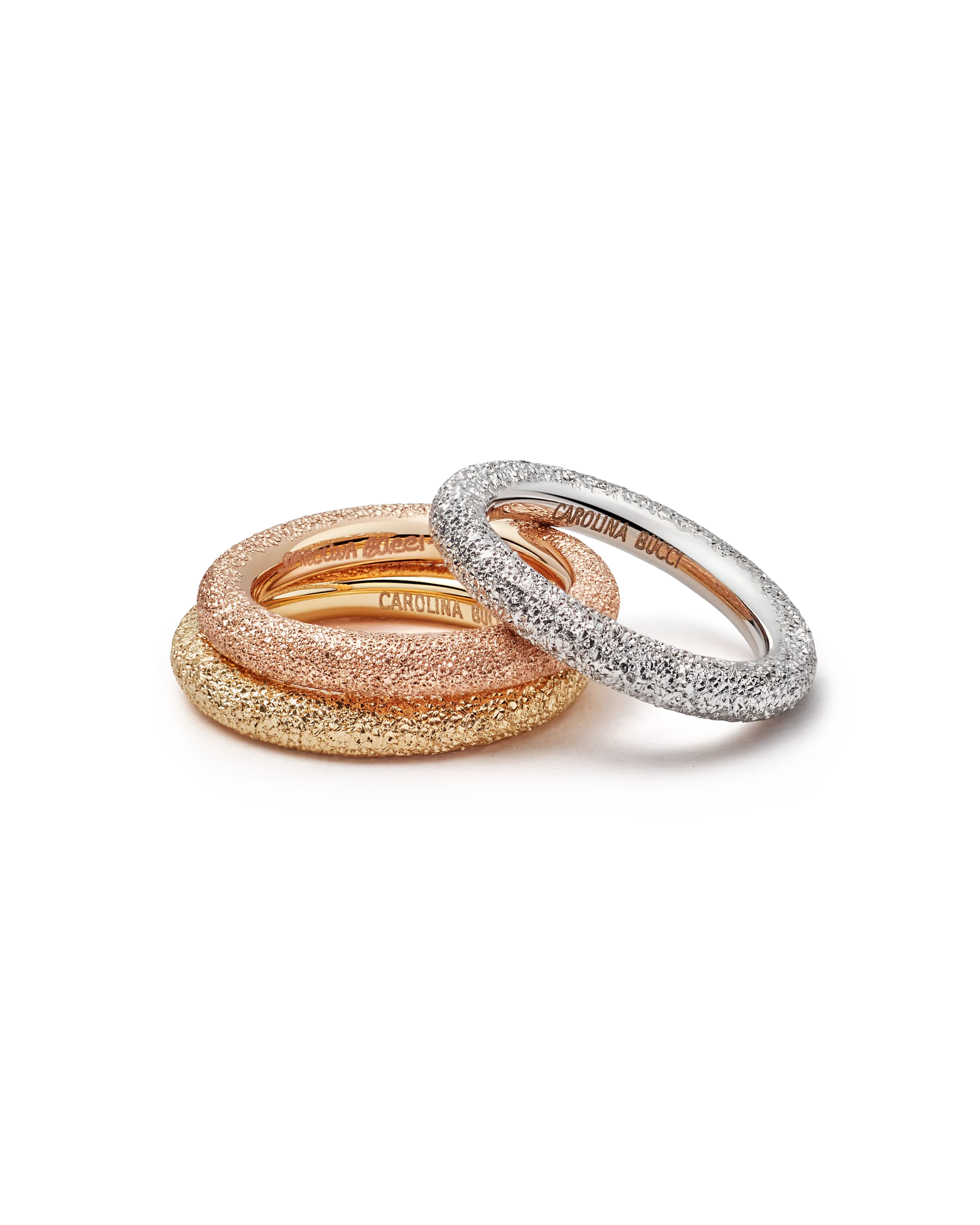 Florentine Finish Thick Ring Set Mix Gold