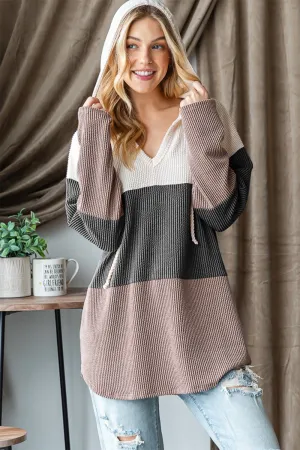 Florie Color Block Heimish  Long Sleeve Hoodie