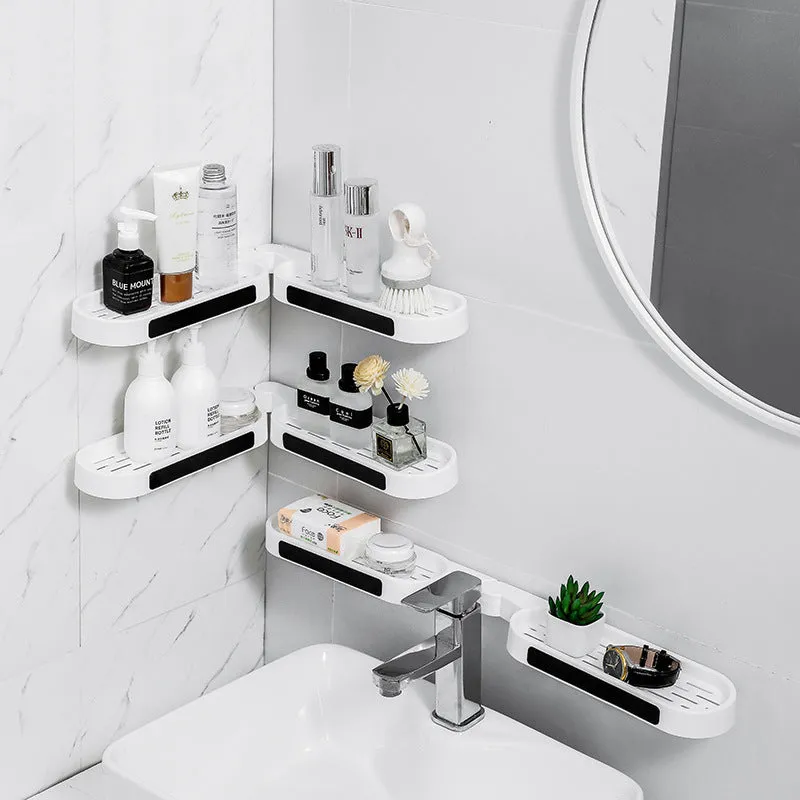 Foldable Bathroom Organizer - Rotating Storage - Grey/Black