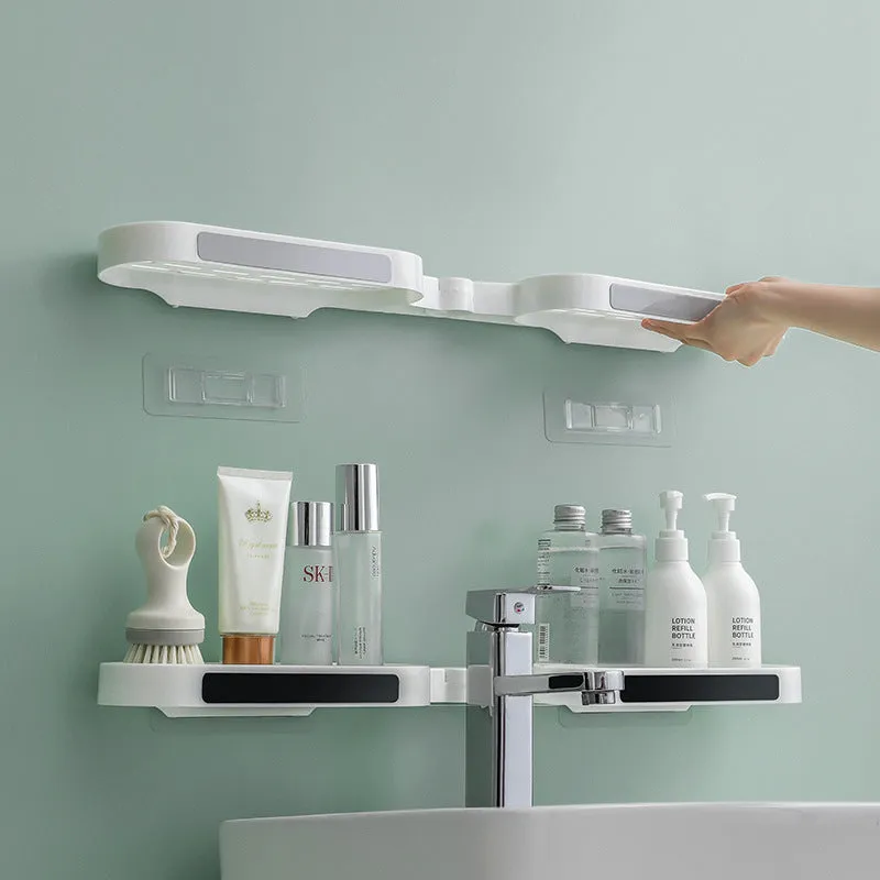 Foldable Bathroom Organizer - Rotating Storage - Grey/Black