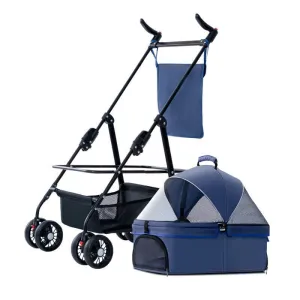 Foldable Pet Stroller Cat Dog Detachable Carrier for Travel Shopping Walking