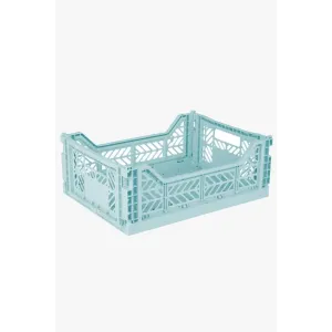 Foldable Storage Bins, Plastic Crate for Storage, Collapsible Crate, Utility Stackable Box Medium Artic Blue