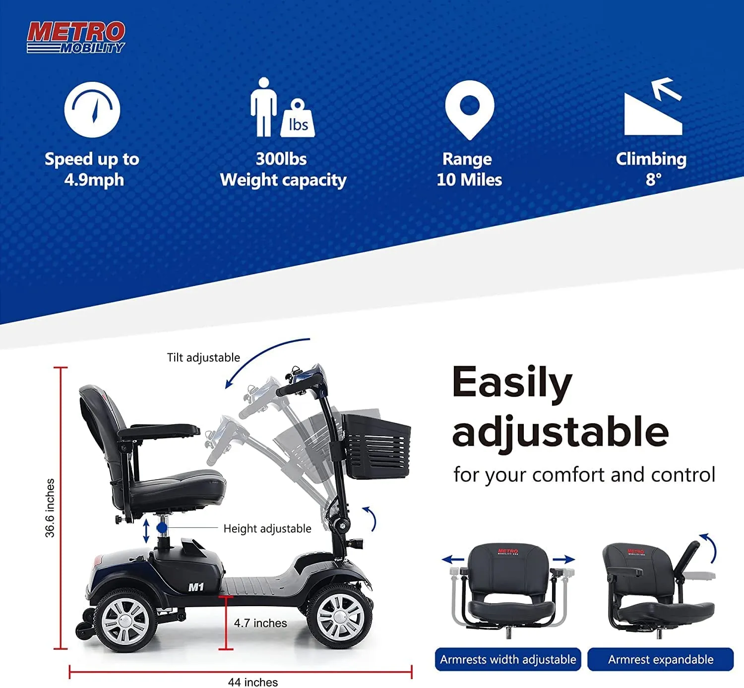 Folding Mobility Scooter Electric Medical Compact Wheelchair
