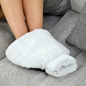 Foot Warmer Slipper Hot Water Bottle Grey Sherpa Fleece Cover