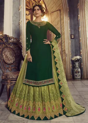 Forest Green Lehenga/Pant Style Trendy Suit