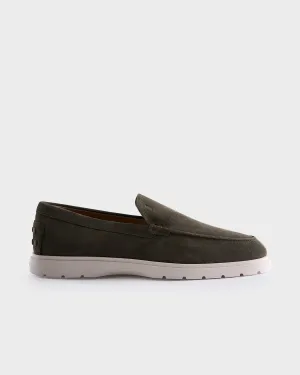 Forest Green Suede Slipper Loafers