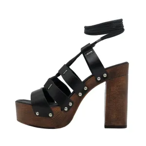 Formula Joven Strappy Platform Shoes Leather Black Colour For Women