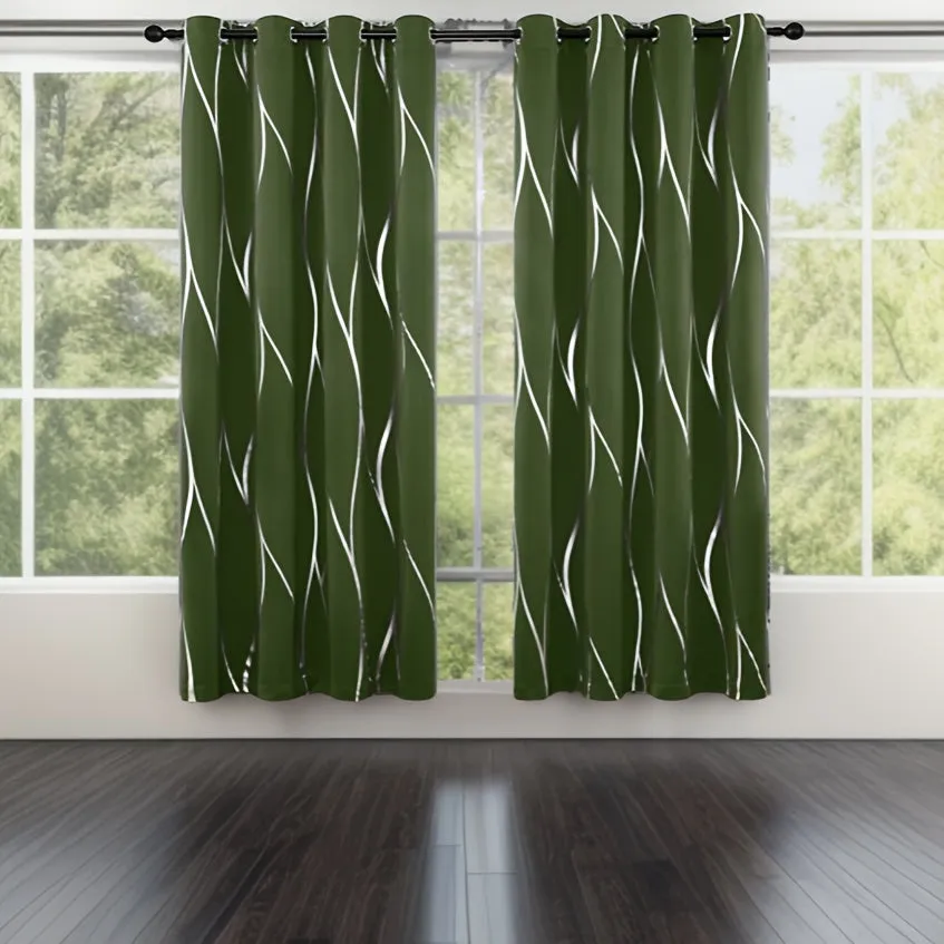 Four-piece Wavy Pattern Bronzing Blackout Curtains, Double-layer Thickened Shading Fabric, Suitable For Living Room And Bedroom Heat-insulated Sunshade Curtains Top-perforated Hanging, Heat-insulation, Silent And Thickened Warmth