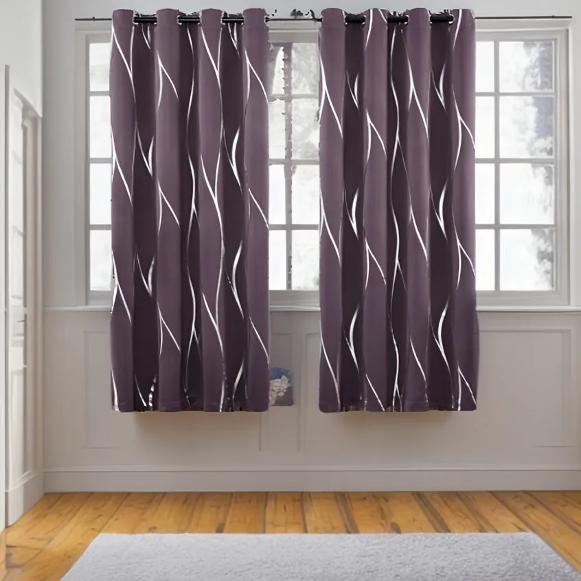 Four-piece Wavy Pattern Bronzing Blackout Curtains, Double-layer Thickened Shading Fabric, Suitable For Living Room And Bedroom Heat-insulated Sunshade Curtains Top-perforated Hanging, Heat-insulation, Silent And Thickened Warmth