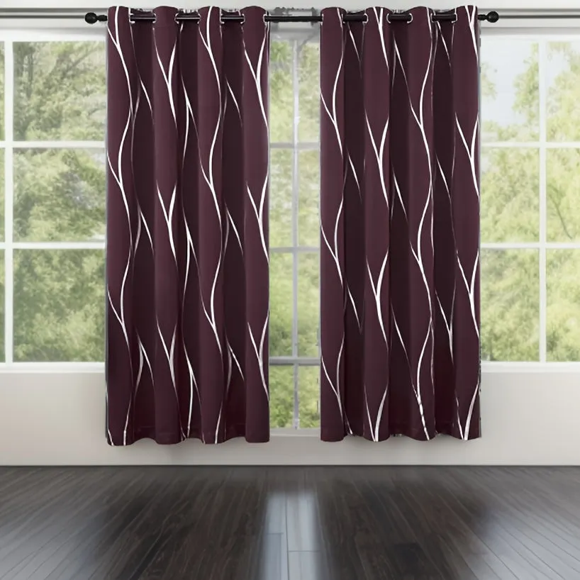 Four-piece Wavy Pattern Bronzing Blackout Curtains, Double-layer Thickened Shading Fabric, Suitable For Living Room And Bedroom Heat-insulated Sunshade Curtains Top-perforated Hanging, Heat-insulation, Silent And Thickened Warmth