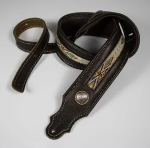 Franklin 2" Southwest Padded Leather Guitar Strap - Chocolate