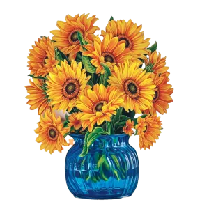 Fresh Cut Paper 3D Pop Up Flower Greeting Note Card – Sunflowers – 6" x 5"