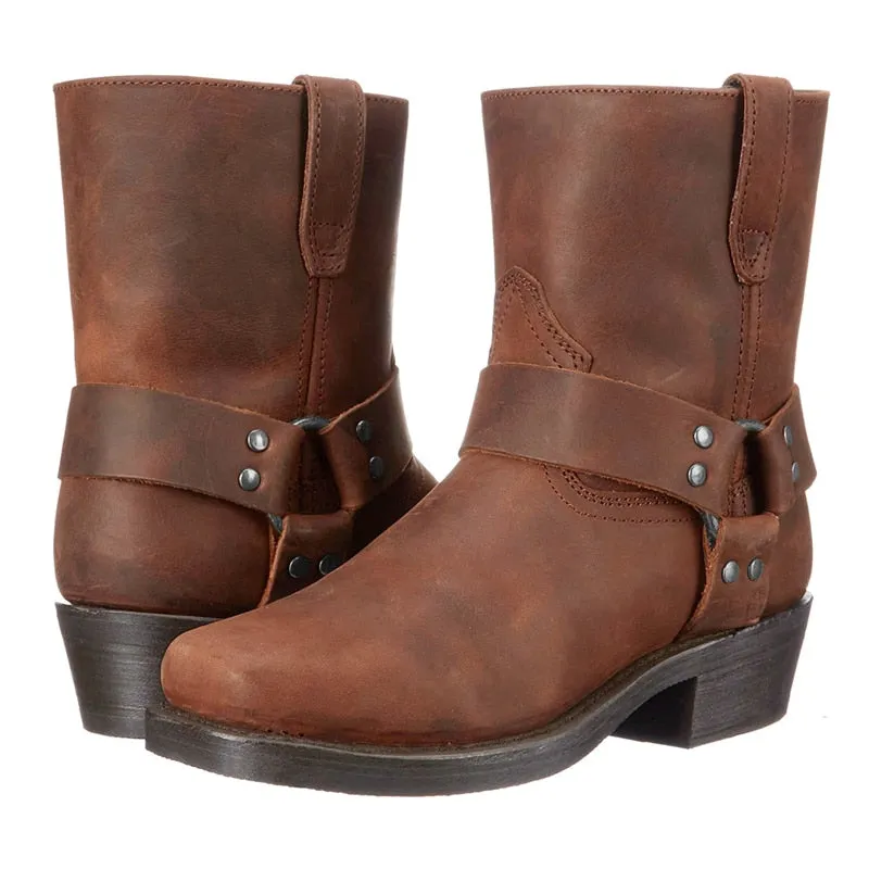 Funki Buys | Boots | Men's Vintage Tan Cowboy Biker Boots
