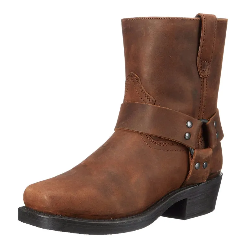 Funki Buys | Boots | Men's Vintage Tan Cowboy Biker Boots