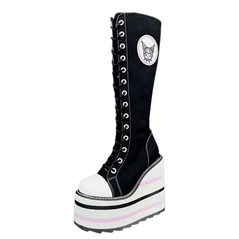 Funki Buys | Boots | Women's Platform Canvas Wedge Sneakers