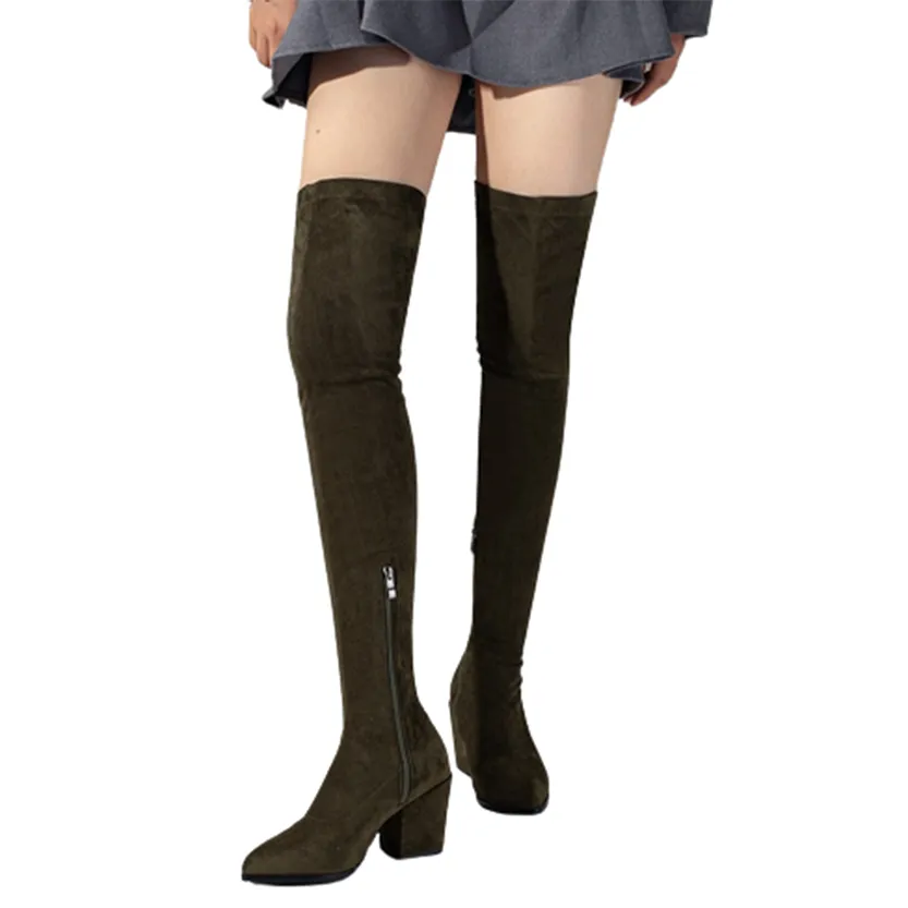 Funki Buys | Boots | Women's Square Mid Heel Over Knee Boots