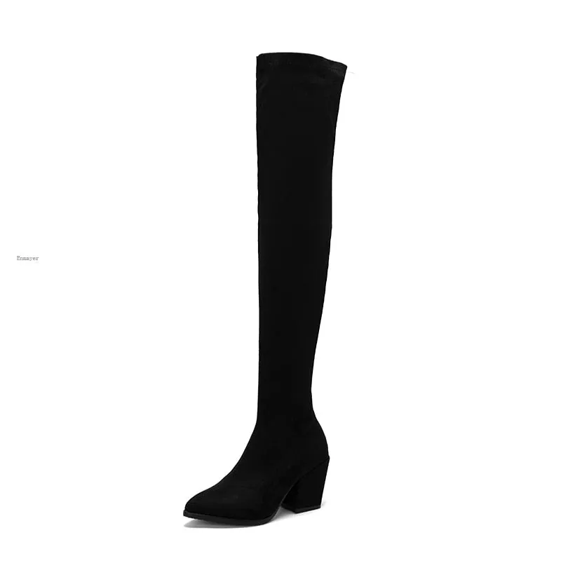 Funki Buys | Boots | Women's Square Mid Heel Over Knee Boots