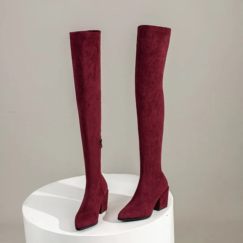 Funki Buys | Boots | Women's Square Mid Heel Over Knee Boots