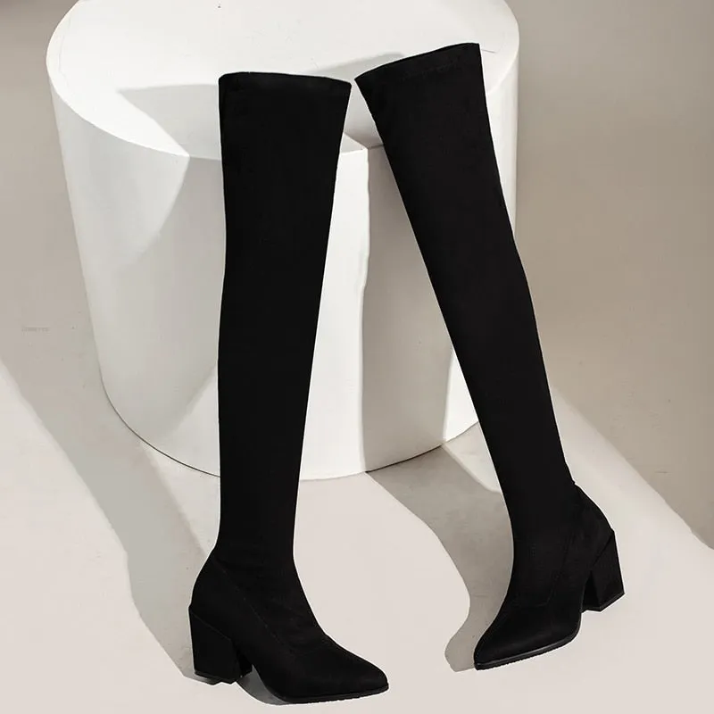 Funki Buys | Boots | Women's Square Mid Heel Over Knee Boots