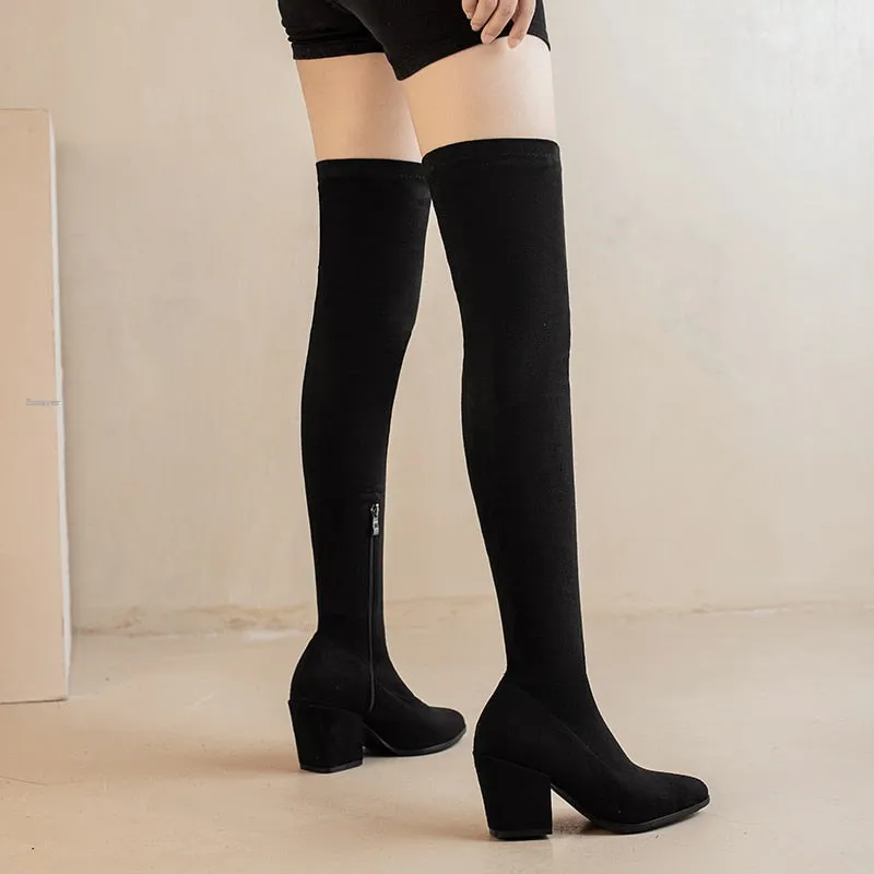 Funki Buys | Boots | Women's Square Mid Heel Over Knee Boots