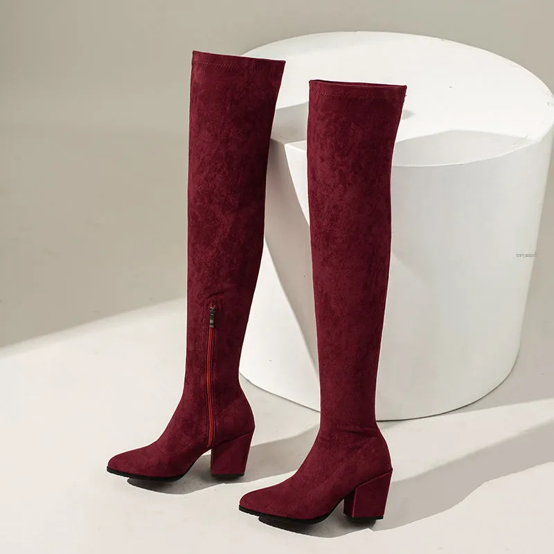Funki Buys | Boots | Women's Square Mid Heel Over Knee Boots