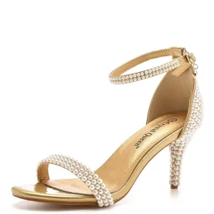 Funki Buys | Shoes | Women's Gold Beaded Bridal Prom Sandal