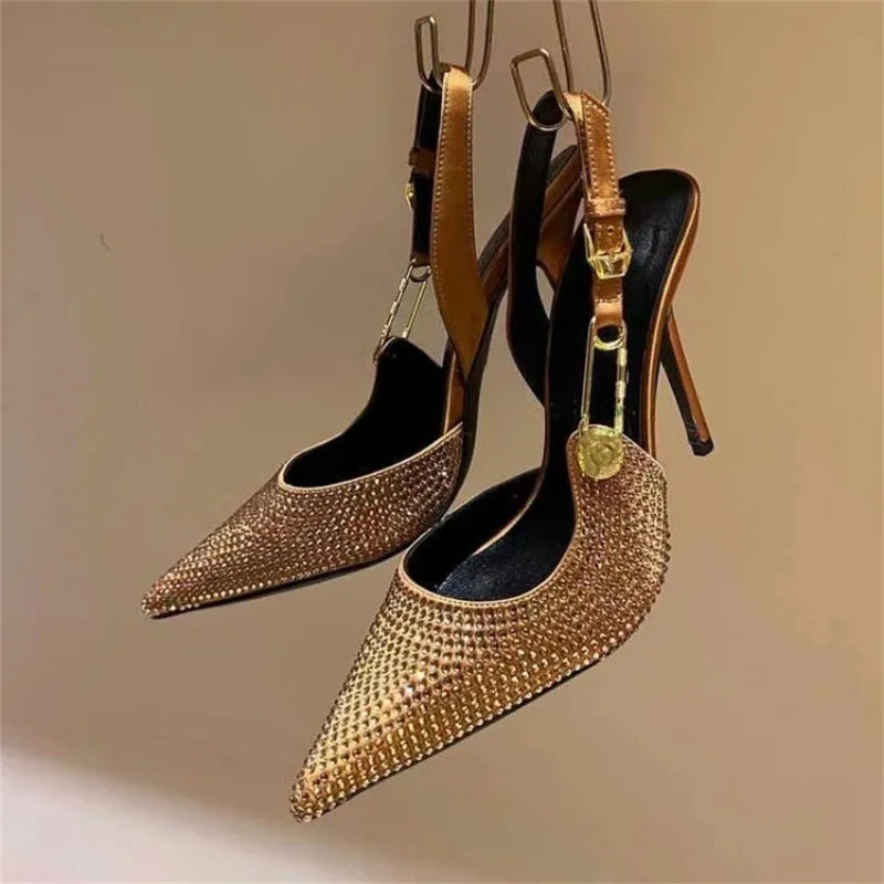 Funki Buys | Shoes | Women's Metallic Beaded High Slingbacks