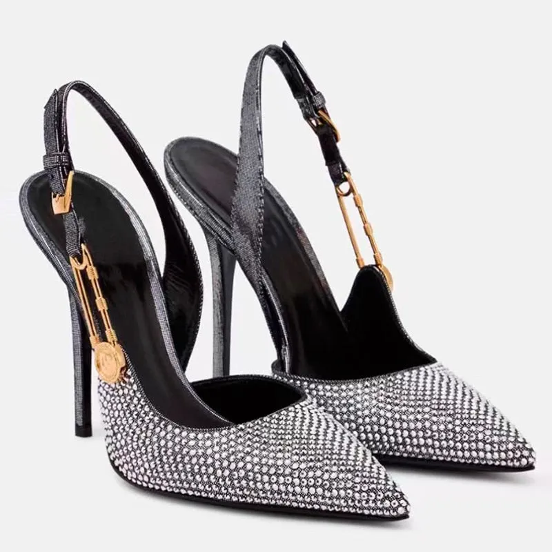 Funki Buys | Shoes | Women's Metallic Beaded High Slingbacks