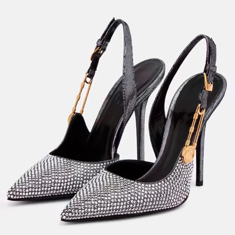 Funki Buys | Shoes | Women's Metallic Beaded High Slingbacks