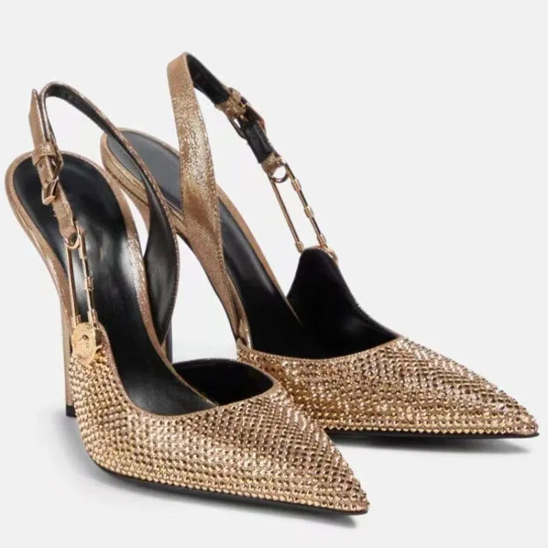 Funki Buys | Shoes | Women's Metallic Beaded High Slingbacks