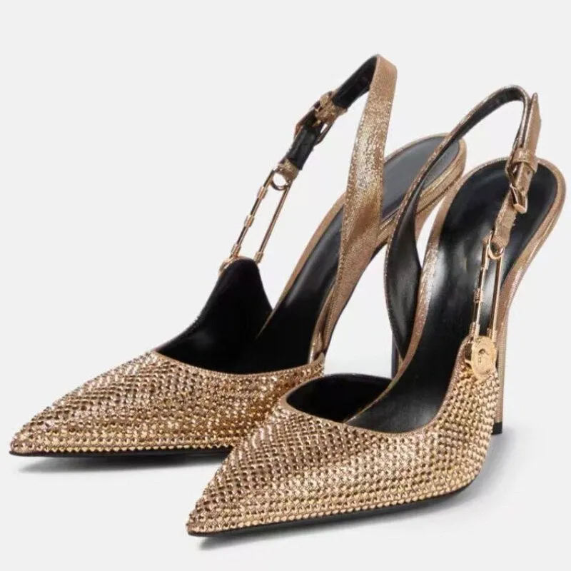 Funki Buys | Shoes | Women's Metallic Beaded High Slingbacks