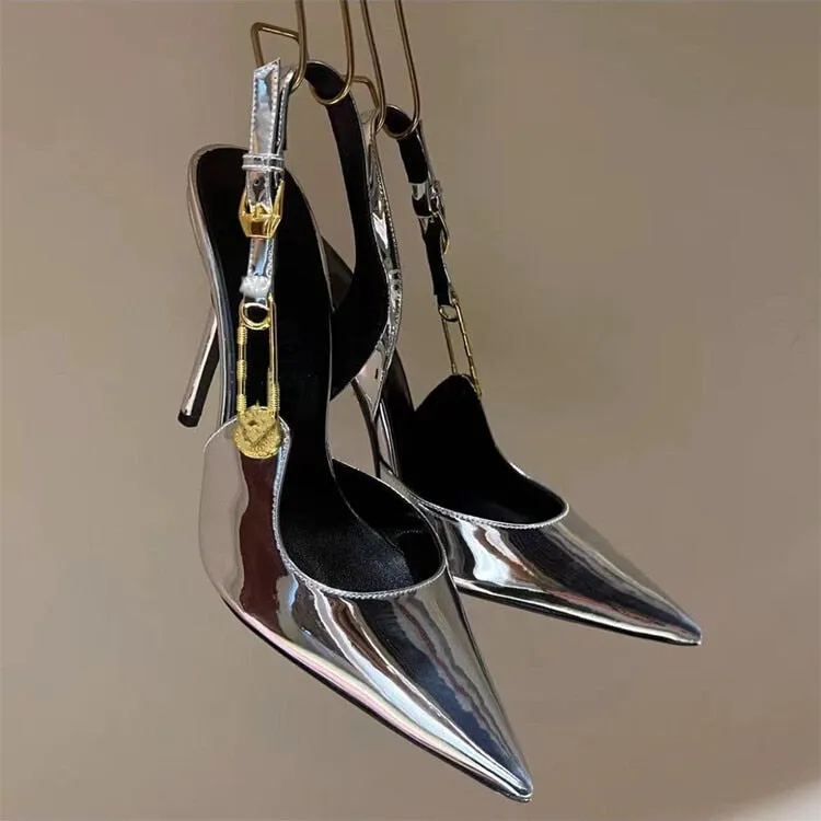 Funki Buys | Shoes | Women's Metallic Beaded High Slingbacks