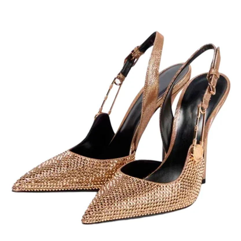 Funki Buys | Shoes | Women's Metallic Beaded High Slingbacks