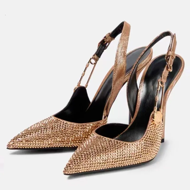 Funki Buys | Shoes | Women's Metallic Beaded High Slingbacks