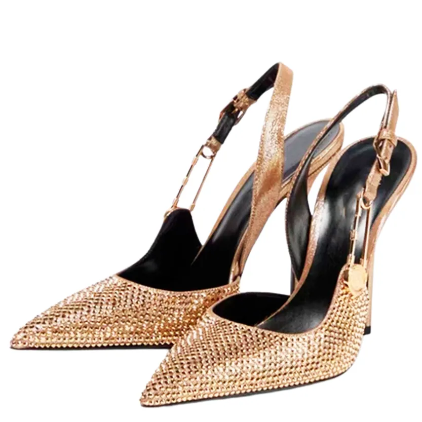 Funki Buys | Shoes | Women's Metallic Beaded High Slingbacks