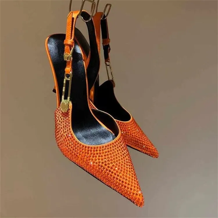 Funki Buys | Shoes | Women's Metallic Beaded High Slingbacks
