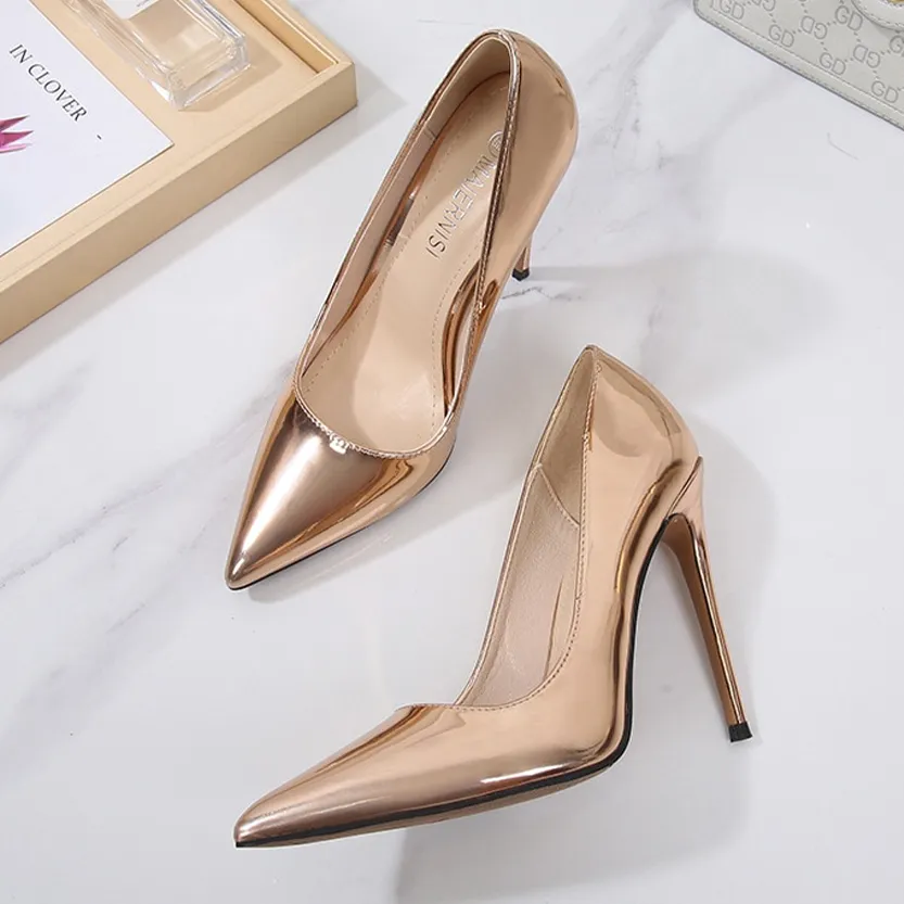 Funki Buys | Shoes | Women's Metallic Classic Pointy Toe Stiletto