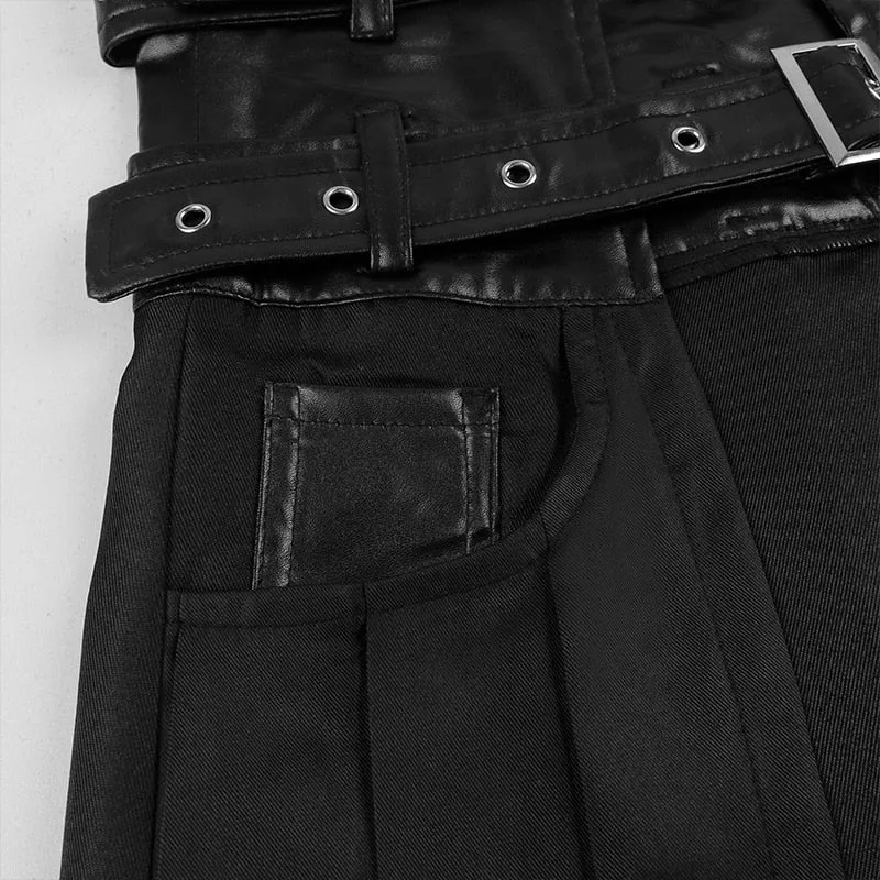 Funki Buys | Skirts | Men's Long Gothic Half Skirt | Buckle Straps